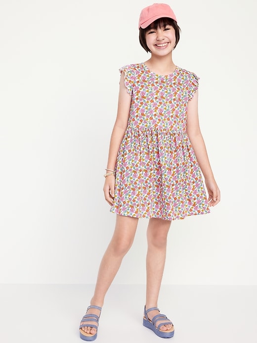 View large product image 1 of 3. Printed Flutter-Sleeve Fit and Flare Dress for Girls