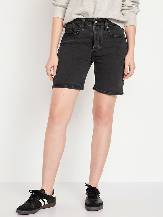 Image number 1 showing, High-Waisted OG Button-Fly Jean Shorts -- 7-inch inseam