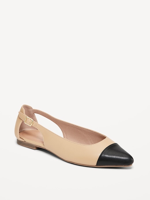 Image number 1 showing, Faux-Leather Slingback Ballet Flat