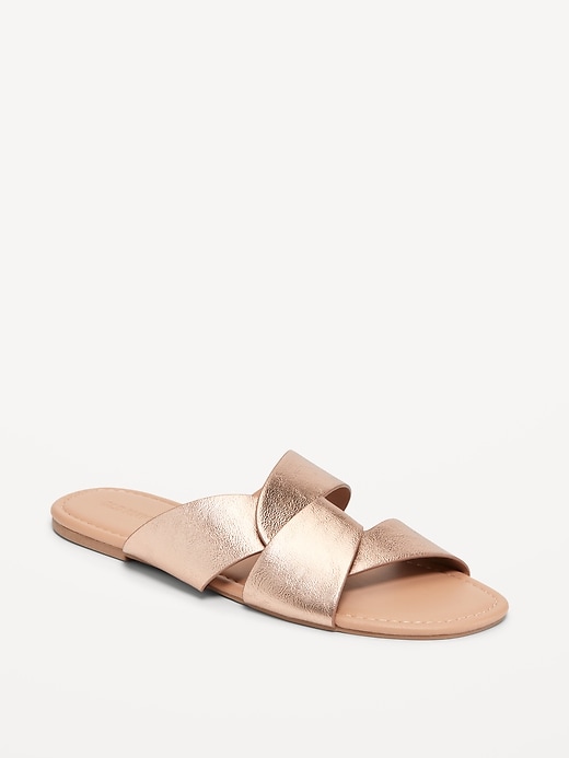 Image number 1 showing, Faux-Leather Link Strap Sandals