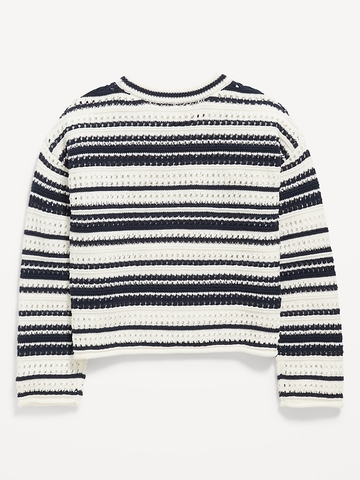 View large product image 2 of 2. Striped Crochet-Knit Sweater for Girls