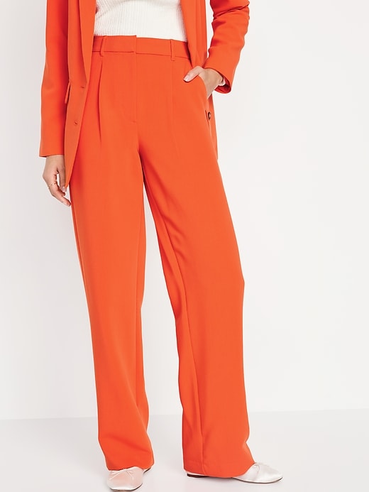 Image number 1 showing, Extra High-Waisted Pleated Taylor Trouser Wide-Leg Pants