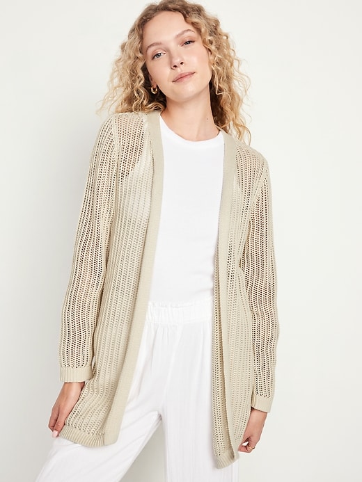 Image number 1 showing, Open-Front Longline Sweater