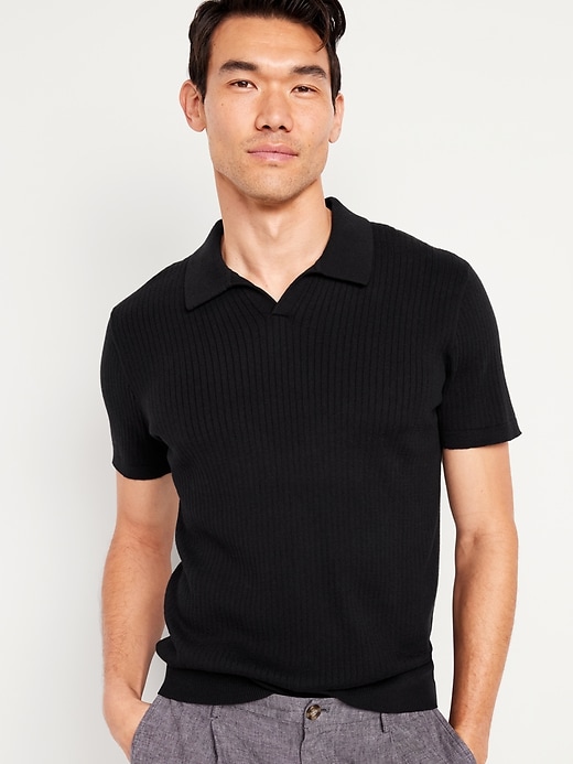 Image number 1 showing, Rib-Knit Polo Sweater