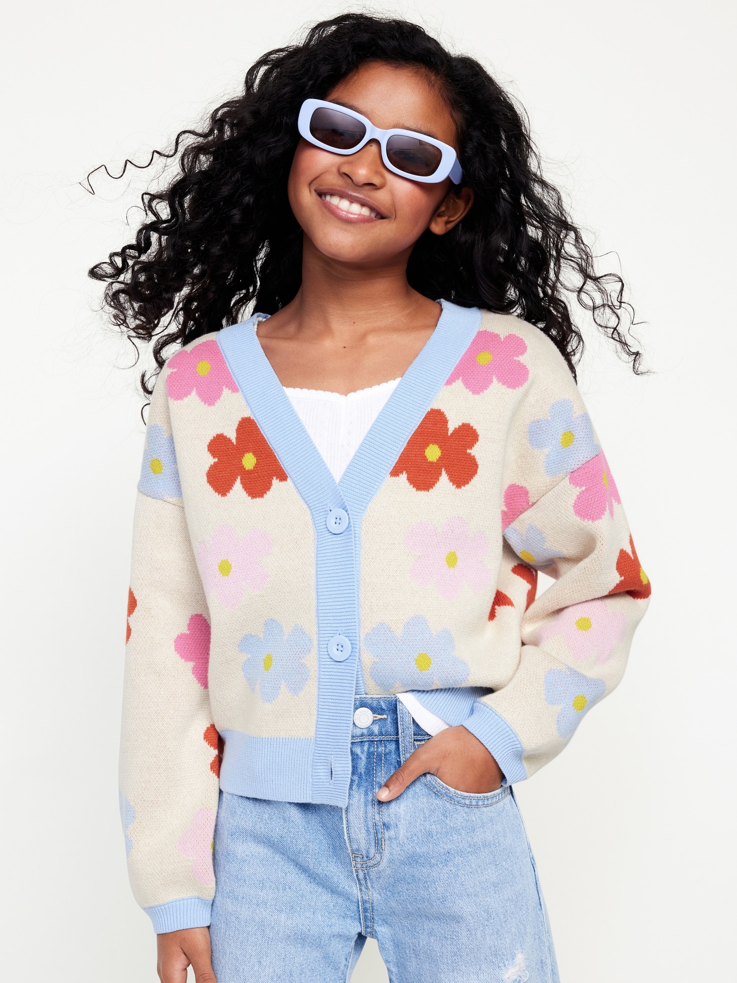Printed Button-Front Cardigan Sweater for Girls | Old Navy