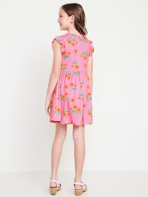 View large product image 2 of 4. Printed Flutter-Sleeve Fit and Flare Dress for Girls