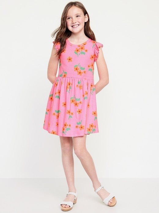 View large product image 1 of 4. Printed Flutter-Sleeve Fit and Flare Dress for Girls