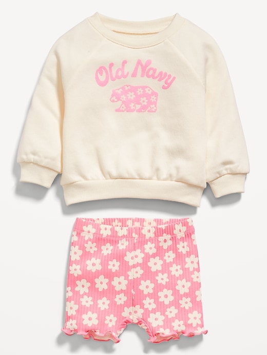 View large product image 2 of 2. Logo-Graphic Sweatshirt and Biker Shorts Set for Baby