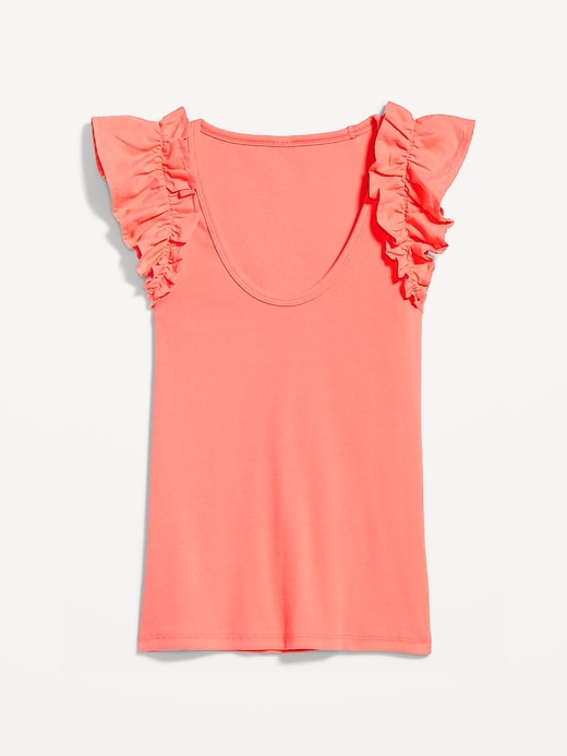 Image number 4 showing, Ruffled Mixed Fabric Tank Top