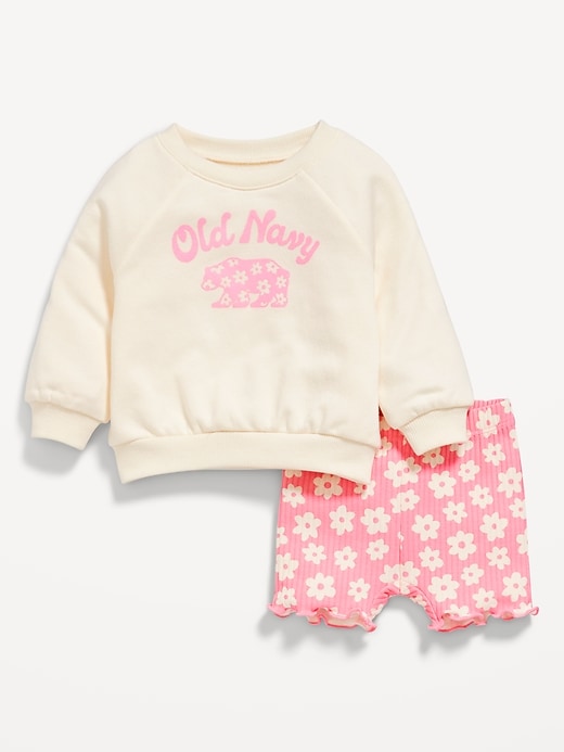 View large product image 1 of 2. Logo-Graphic Sweatshirt and Biker Shorts Set for Baby