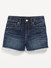 View large product image 4 of 4. High-Waisted Exposed Lace-Pocket Jean Shorts for Girls