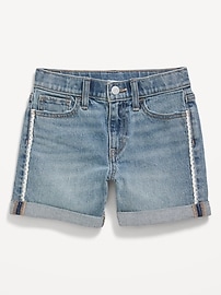 View large product image 4 of 4. High-Waisted Lace-Trim Double-Rolled-Cuff Midi Shorts for Girls