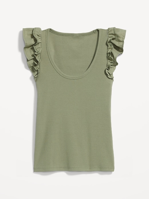 Image number 4 showing, Ruffled Mixed Fabric Tank Top