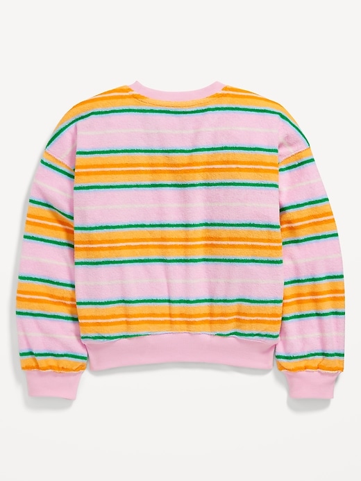 View large product image 2 of 2. Striped Oversized Drop-Shoulder Sweatshirt for Girls