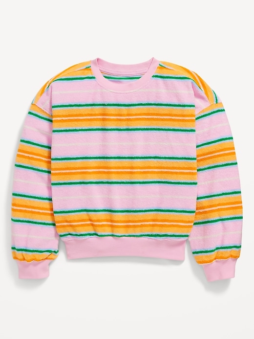 View large product image 1 of 2. Striped Oversized Drop-Shoulder Sweatshirt for Girls