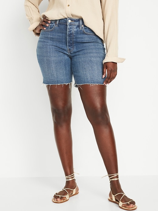 Image number 5 showing, High-Waisted OG Button-Fly Jean Shorts -- 7-inch inseam