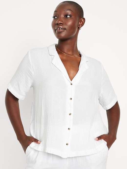 Image number 5 showing, Crinkle Gauze Button-Down Top