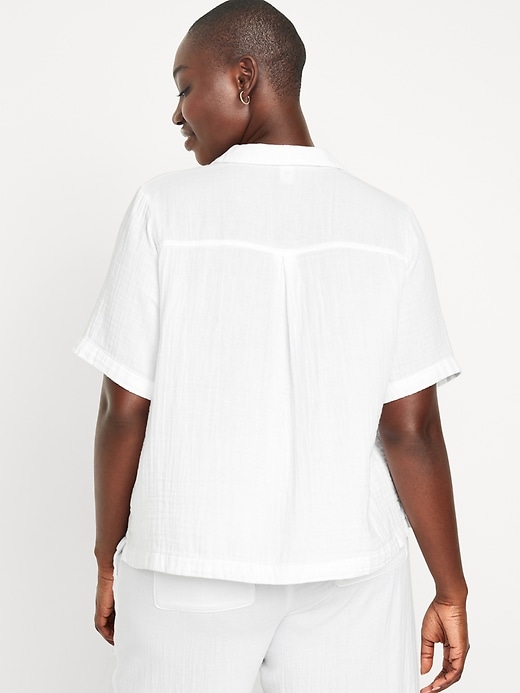 Image number 6 showing, Crinkle Gauze Button-Down Top