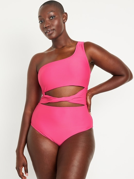 Image number 5 showing, Twist-Front One-Shoulder Swimsuit