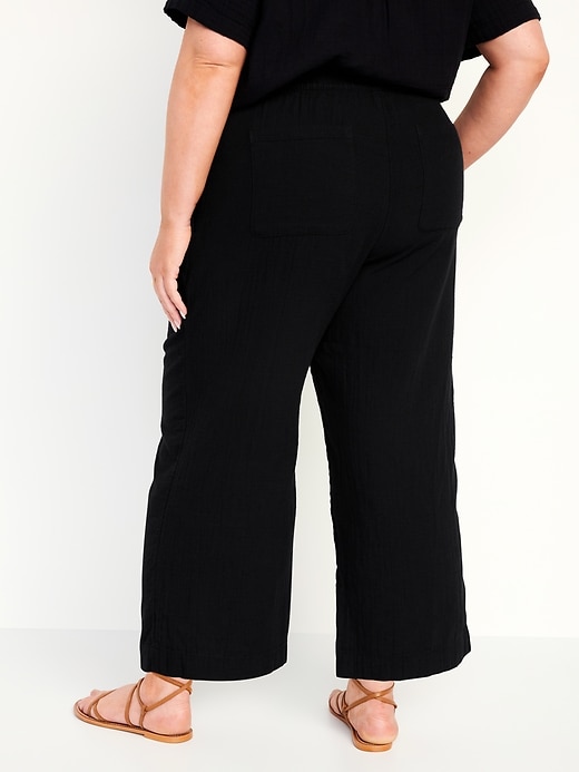 Image number 8 showing, High-Waisted Crinkle Gauze Pull-On Ankle Pants