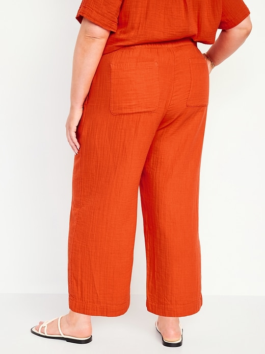 Image number 8 showing, High-Waisted Crinkle Gauze Pull-On Ankle Pants