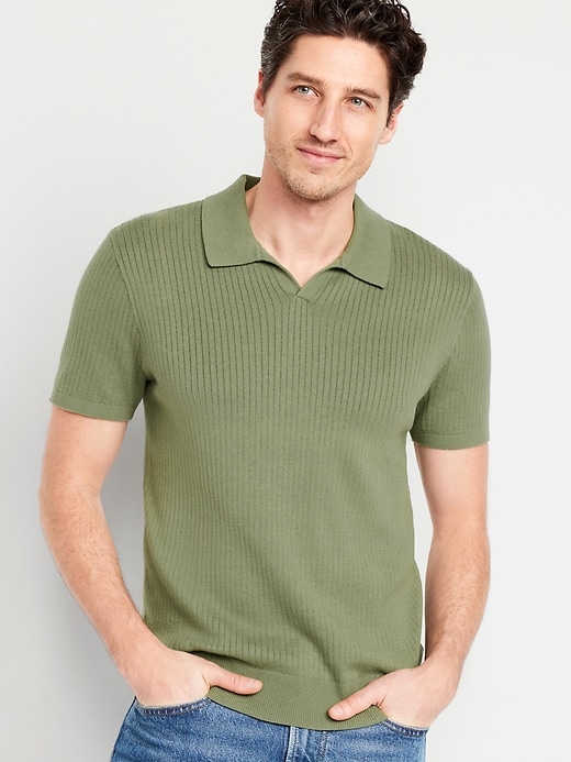 Image number 1 showing, Rib-Knit Polo Sweater