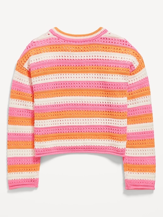 View large product image 2 of 2. Striped Crochet-Knit Sweater for Girls
