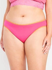 View large product image 7 of 8. High-Waisted Lace Trim Bikini Underwear