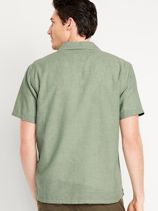 Image number 8 showing, Short-Sleeve Linen-Blend Camp Shirt