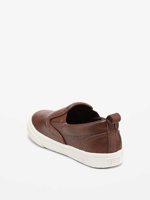 Image number 3 showing, Faux-Leather Slip-On Sneakers for Toddler Boys