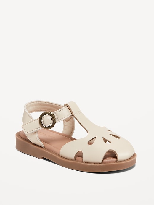 View large product image 1 of 4. Faux-Leather Cutout Mary Sandals for Toddler Girls