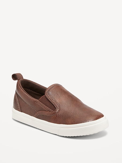 View large product image 1 of 4. Faux-Leather Slip-On Sneakers for Toddler Boys