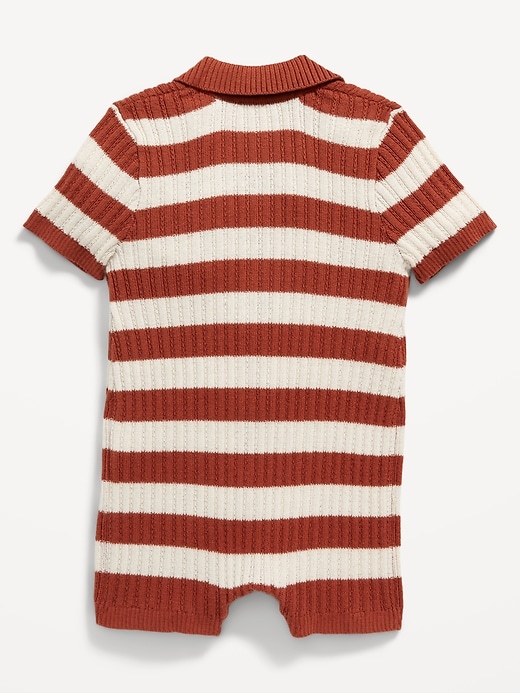 View large product image 2 of 2. Striped Sweater-Knit Button-Front Romper for Baby