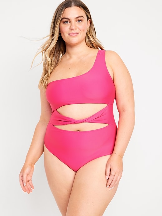 Image number 7 showing, Twist-Front One-Shoulder Swimsuit