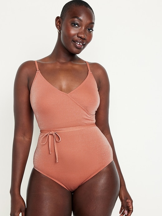 Image number 5 showing, Shine Wrap-Front Swimsuit