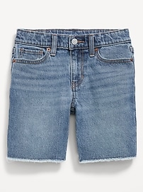 View large product image 4 of 4. High-Waisted Frayed-Hem Jean Bermuda Shorts for Girls
