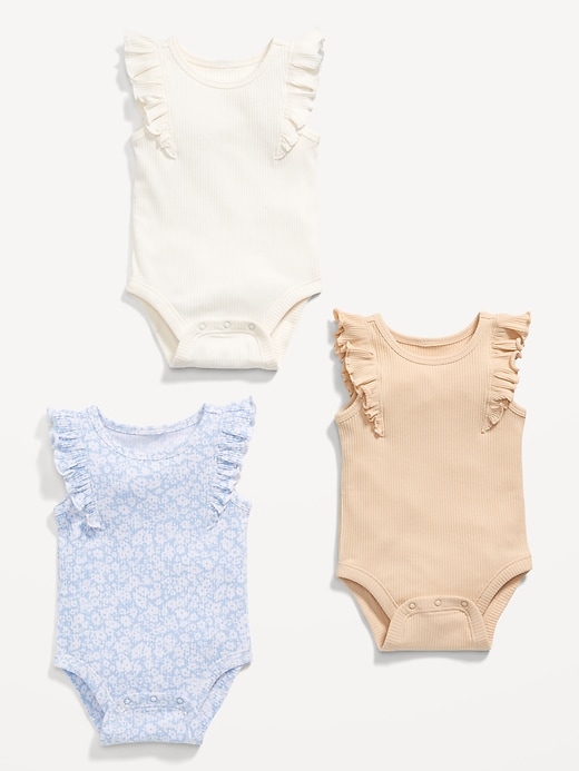 View large product image 2 of 2. Sleeveless Ruffle-Trim Bodysuit 3-Pack for Baby