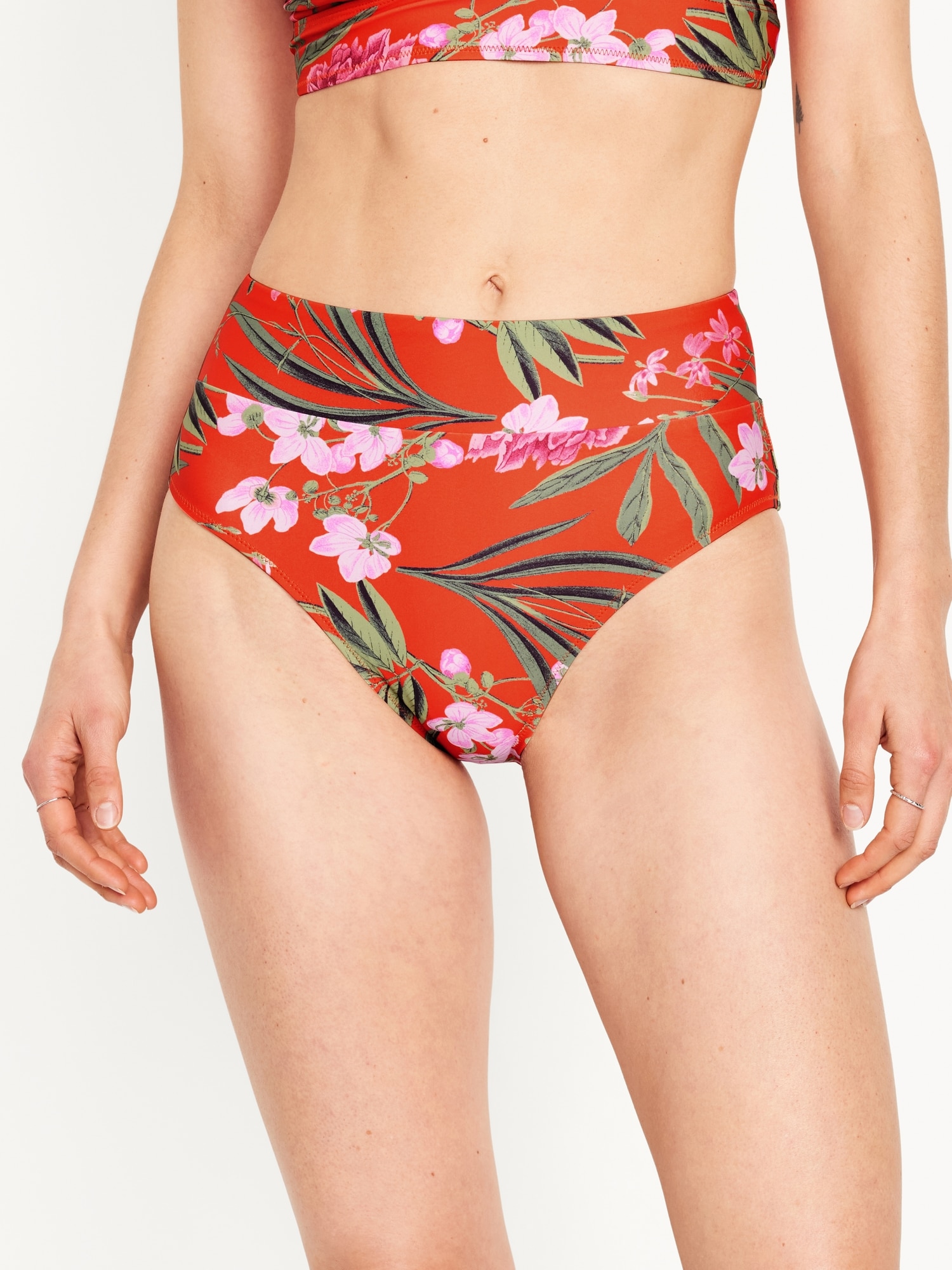 Women's Red Floral Bikini Bottoms - Women's Swim Wear