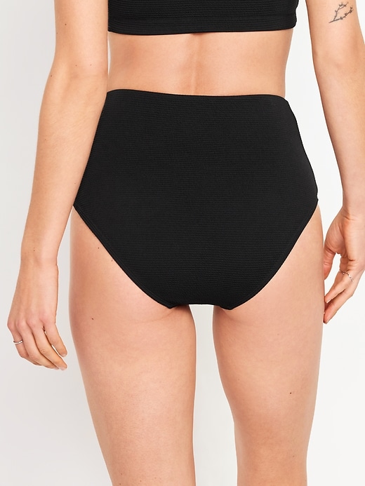 Image number 2 showing, High-Waisted French-Cut Puckered Bikini Swim Bottoms