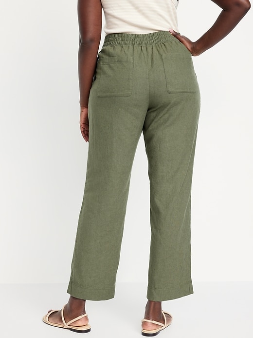 Image number 6 showing, High-Waisted Linen-Blend Straight Pants