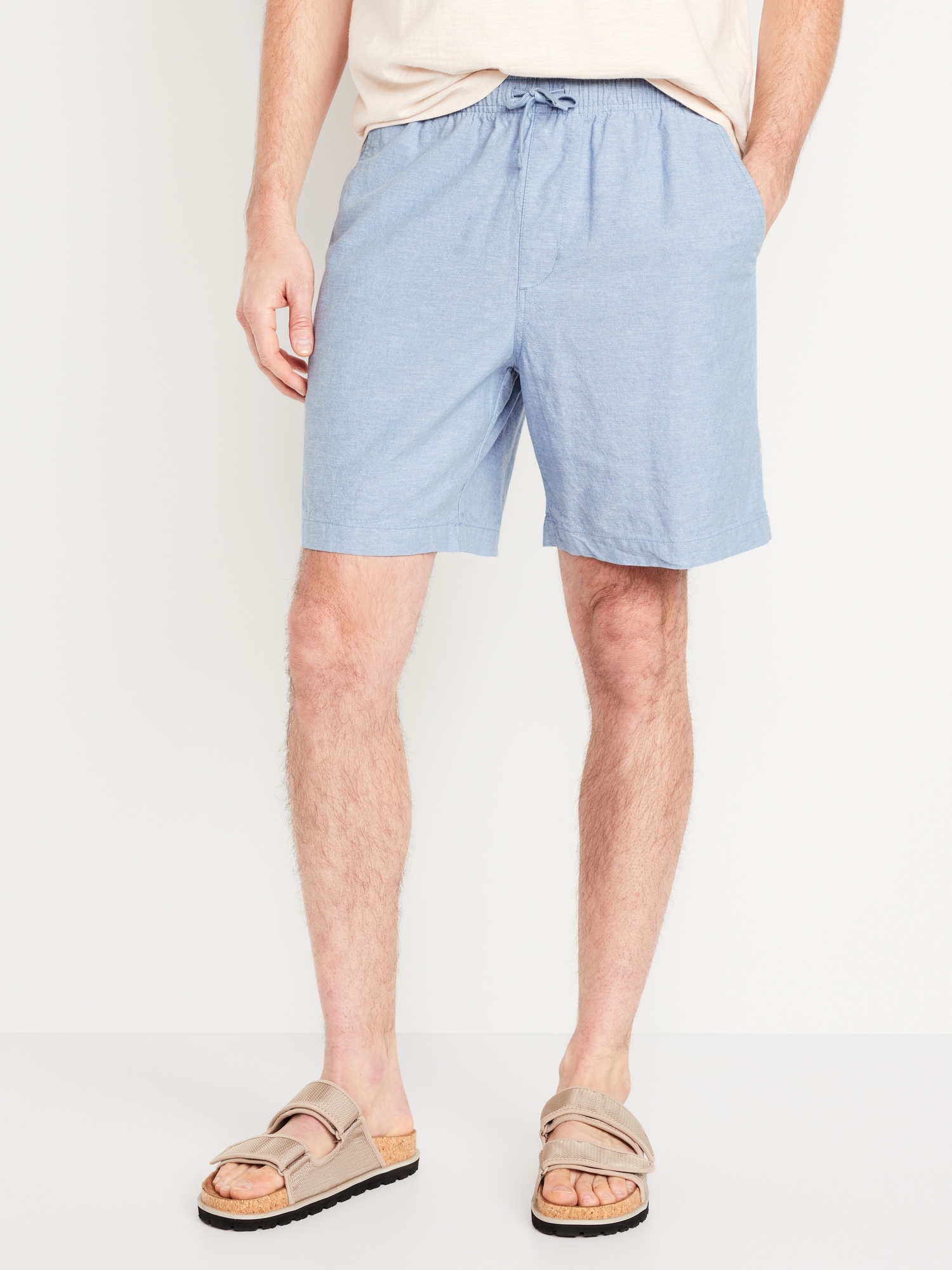 Linen-Blend Jogger Shorts -- 7-inch inseam