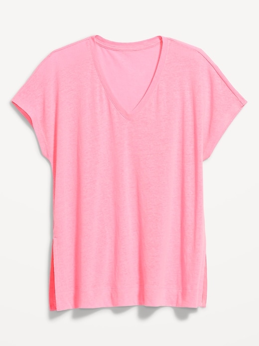 Image number 4 showing, Oversized Linen-Blend Tunic T-Shirt