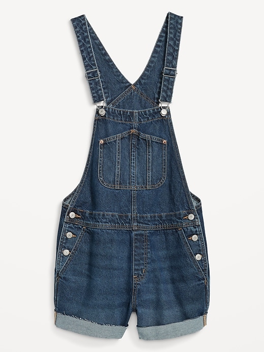 Image number 4 showing, Slouchy Jean Cut-Off Overalls -- 3.5-inch inseam
