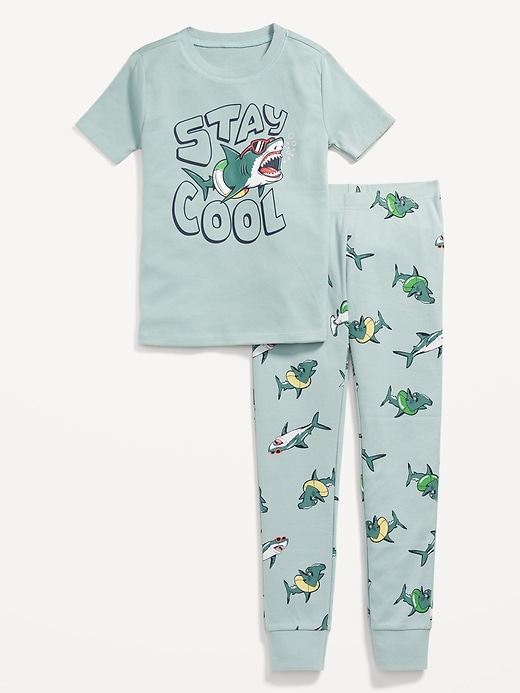 View large product image 1 of 1. Gender-Neutral Graphic Snug-Fit Pajama Set for Kids
