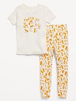 Old Navy Better Together Mac & Cheese Printed Pajama Shorts Set Yellow,  Size 5T 