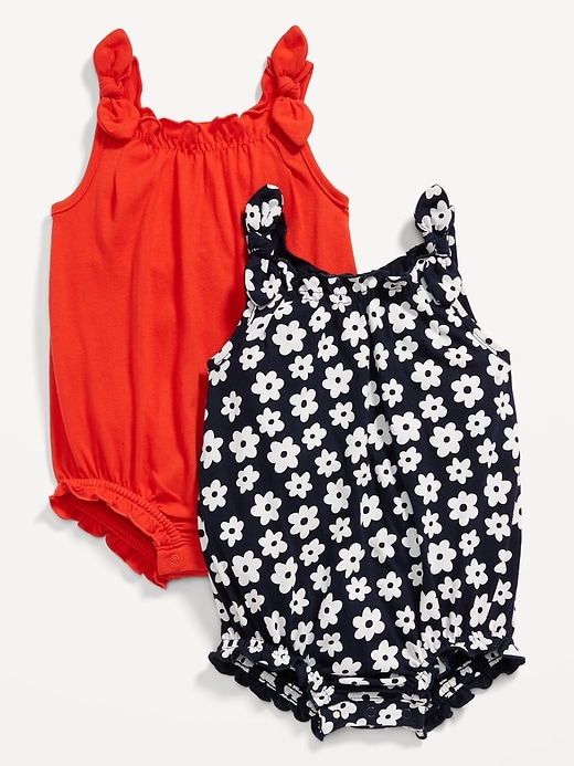 View large product image 1 of 2. Sleeveless Tie-Bow One-Piece Romper 2-Pack for Baby