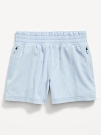 View large product image 4 of 4. High-Waisted StretchTech Zip-Pocket Shorts for Girls