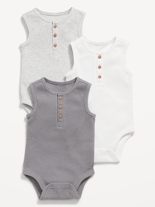 View large product image 1 of 2. Unisex Sleeveless Henley Bodysuit 3-Pack for Baby