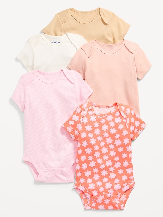 View large product image 1 of 2. Unisex Short-Sleeve Bodysuit 5-Pack for Baby