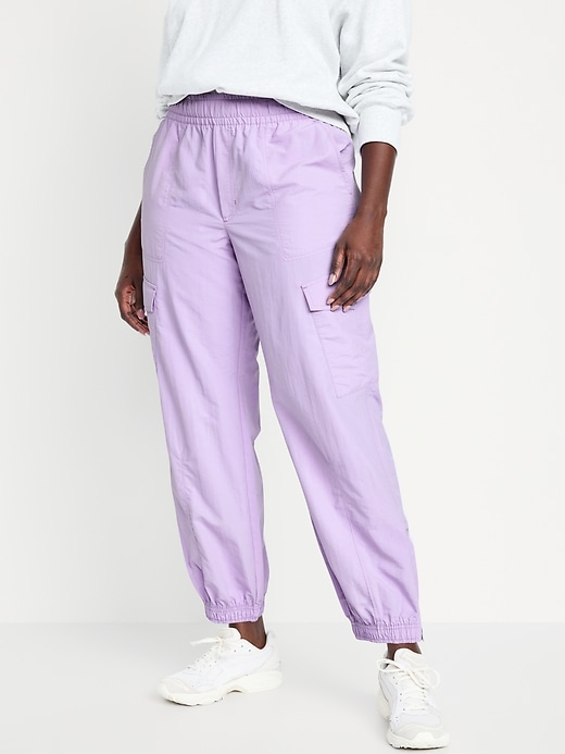 Image number 5 showing, High-Waisted Ankle-Zip Cargo Joggers